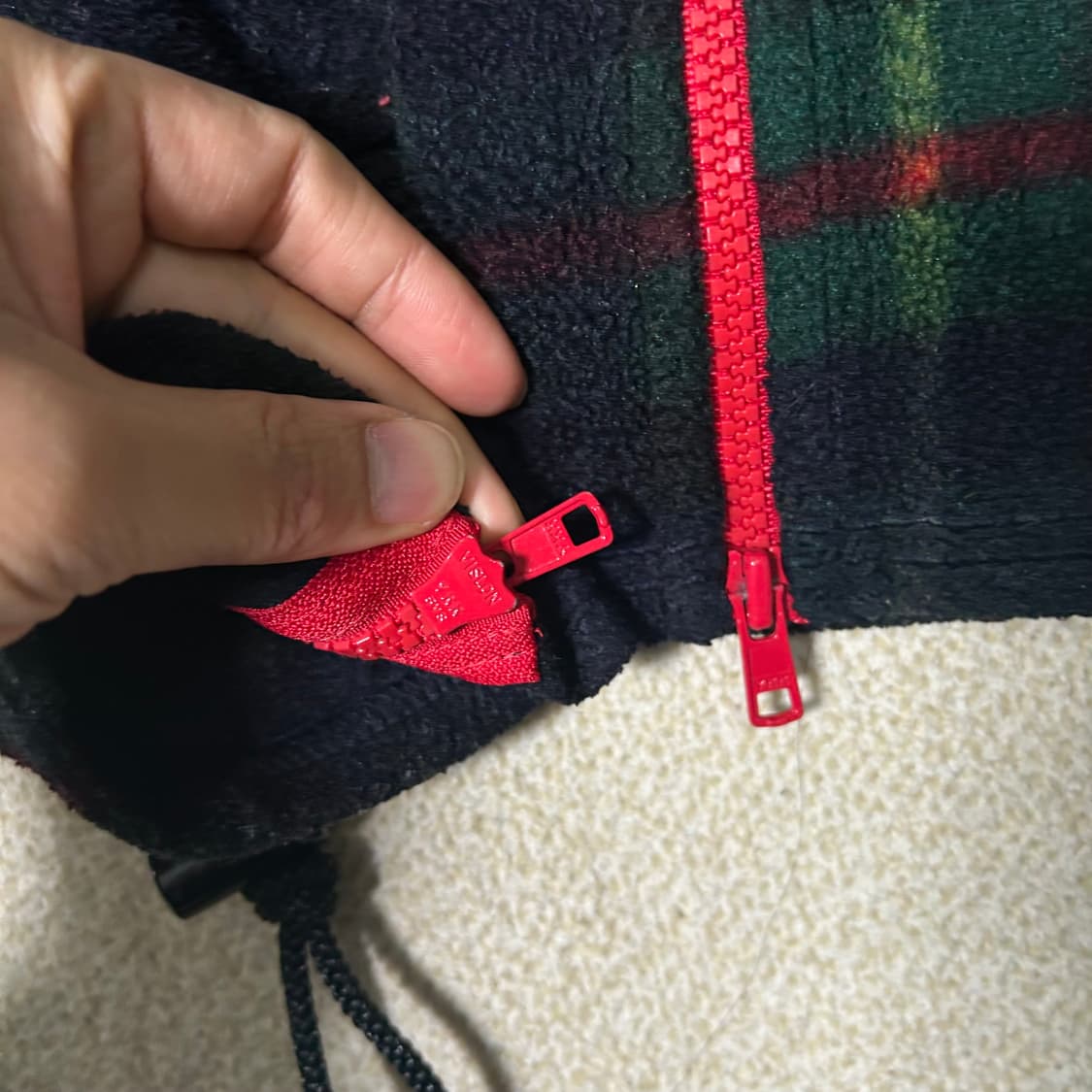 (M) 90s 폴로 랄프로렌 USA 체크 하프집업 플리스 상품이미지5