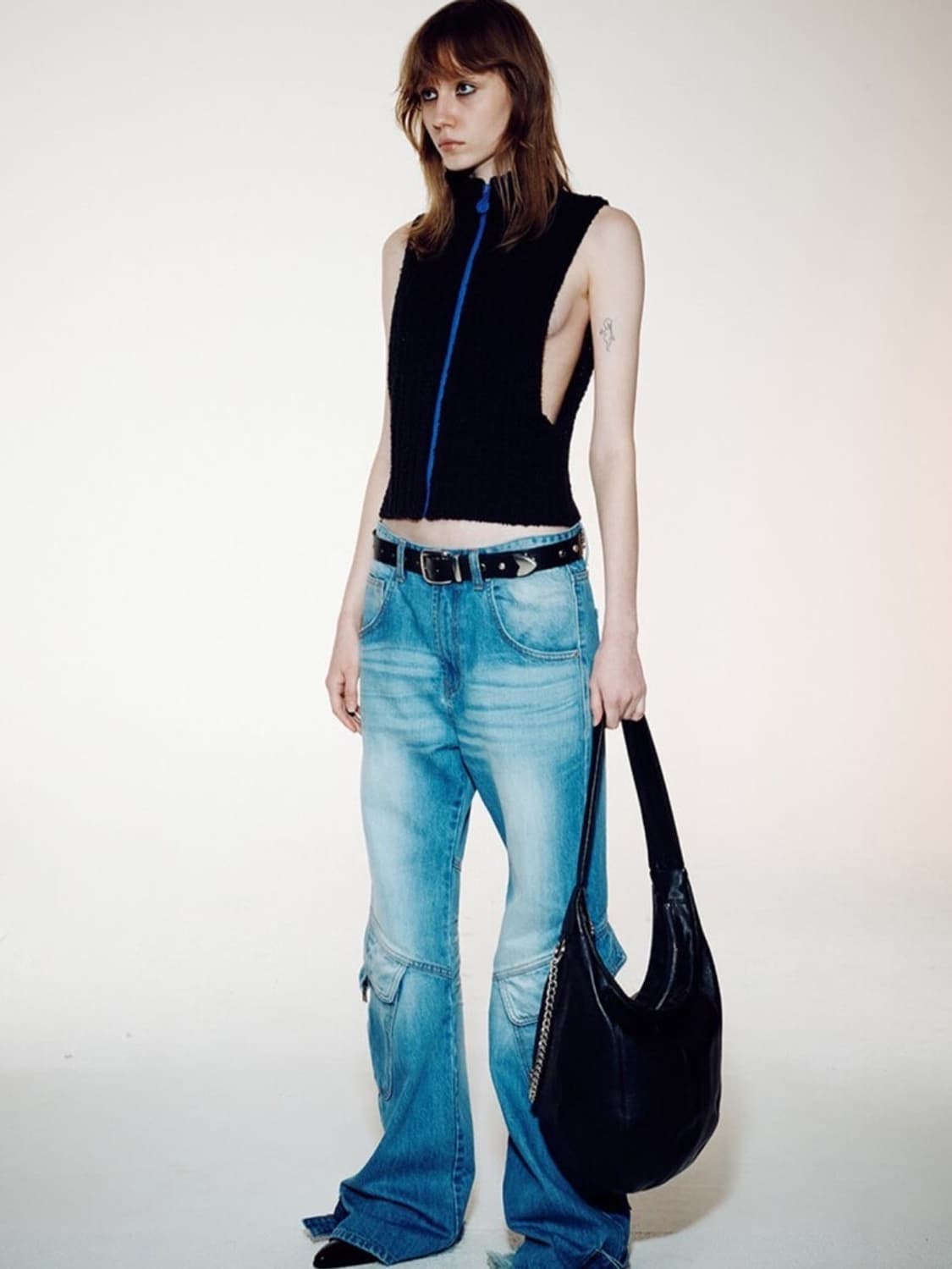 오픈와이와이 레더 모토 호보백 블랙 상품이미지2