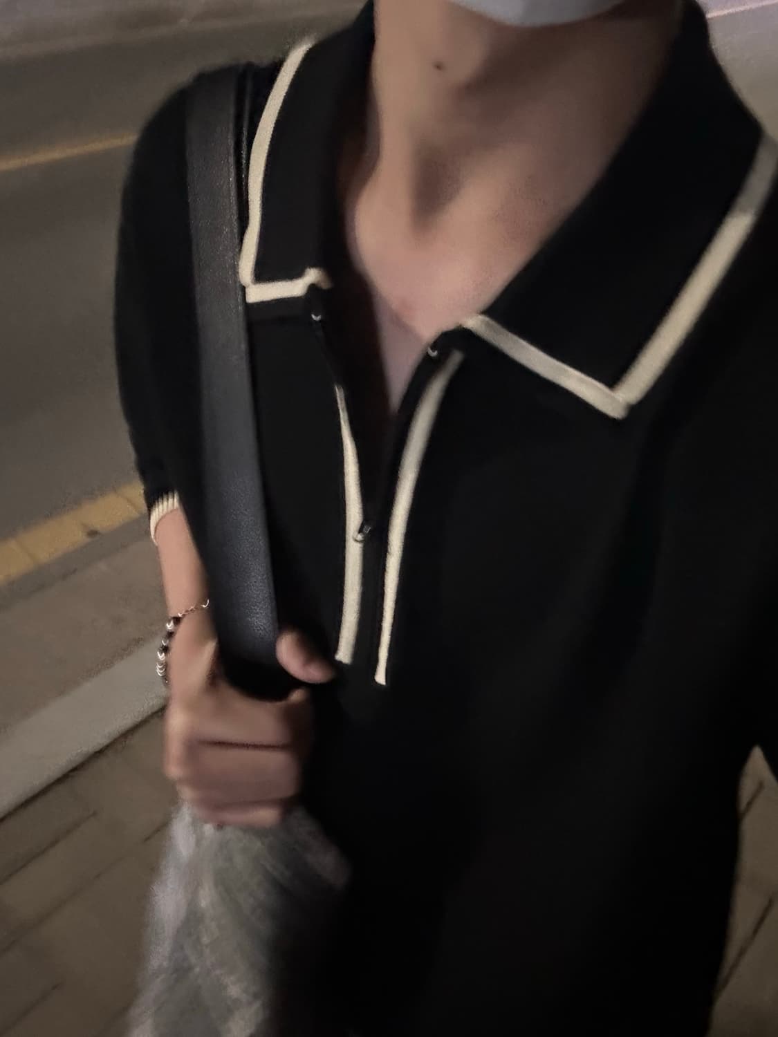 세터 언발란스 하프집업 니트 (블랙) 상품이미지1