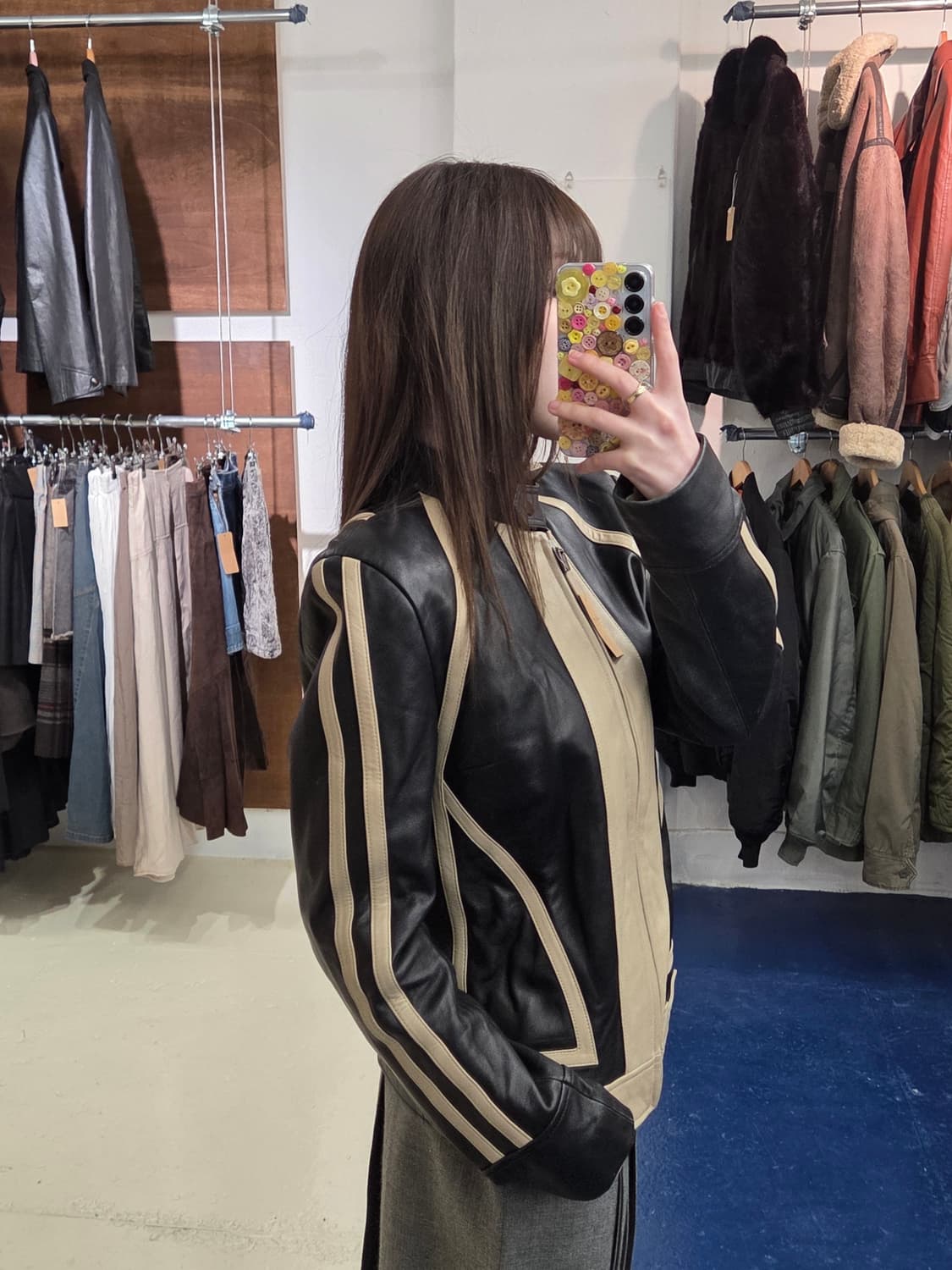 PECD 사이드라인 램스킨 레더 자켓 상품이미지1