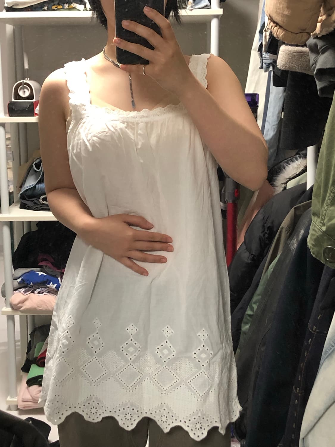 모리걸 레이어드 원피스 화이트 상품이미지2