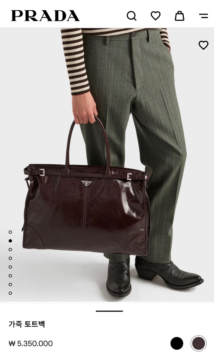 25FW 프라다 남성 가죽 토트백 다크브라운 2VG128 상품이미지4