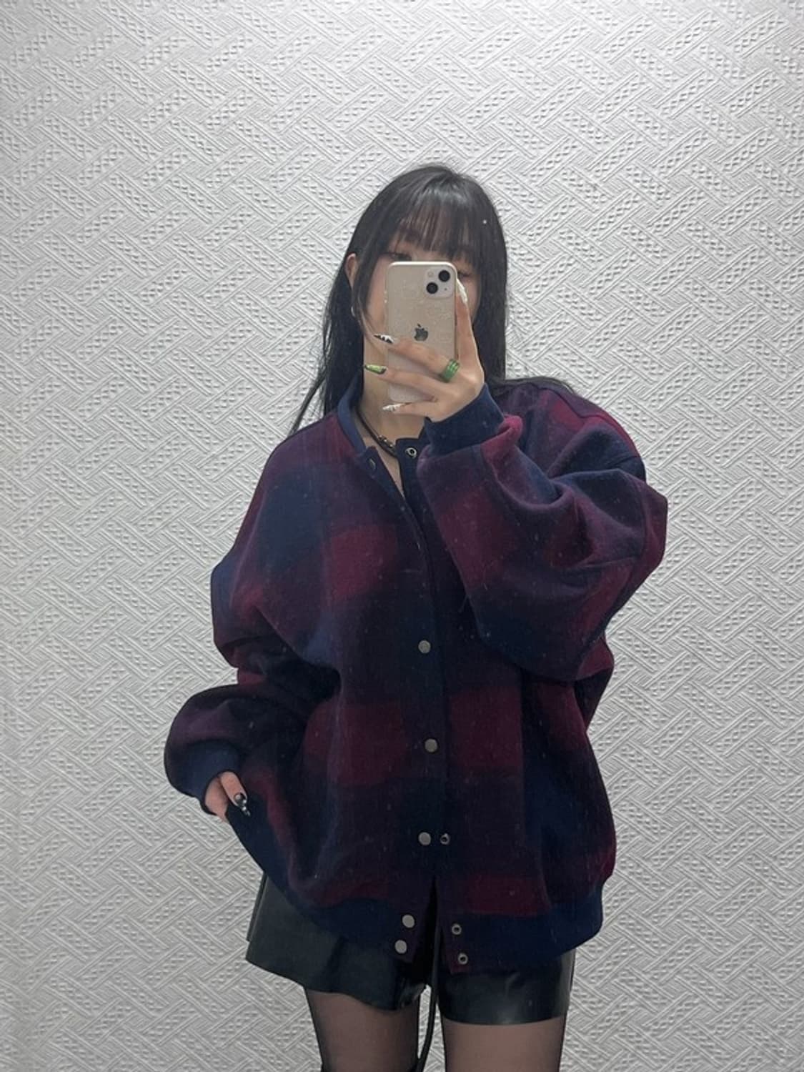 아크메드라비 빈티지 버건디 체커보드 바시티 자켓 2 C08852 상품이미지2