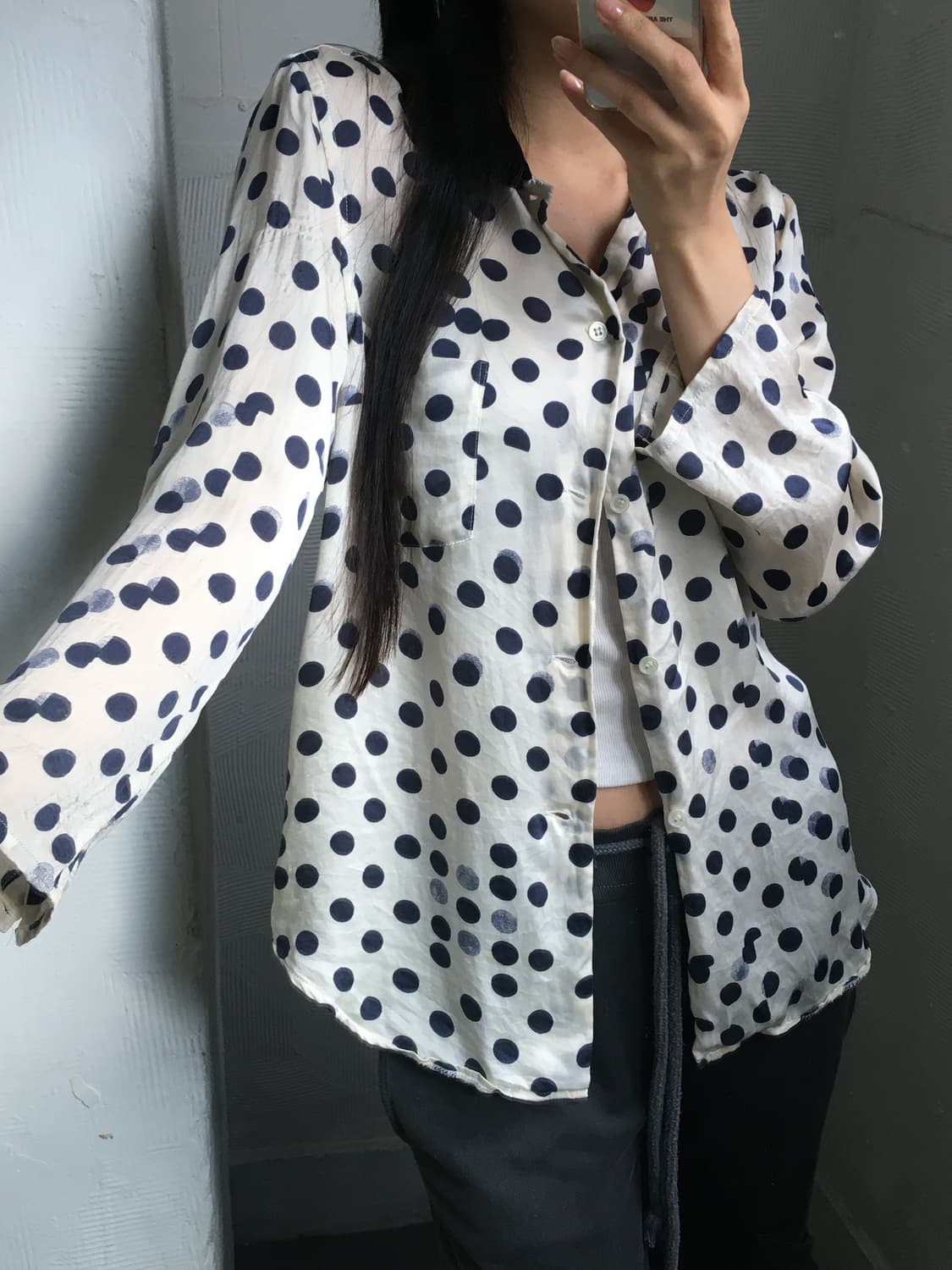 CDG 꼼데가르송 폴카 도트 시폰 블라우스 상품이미지1