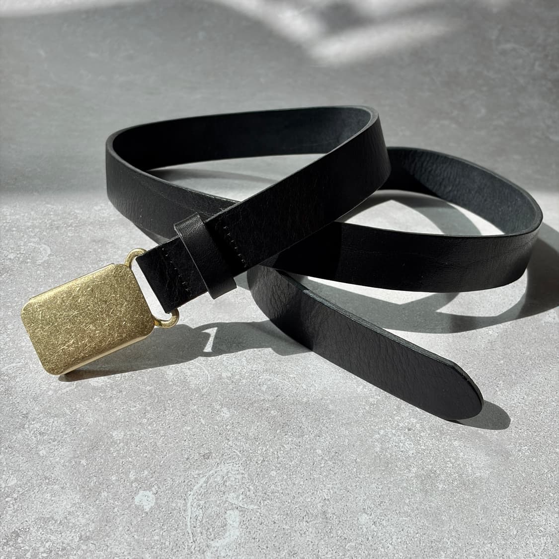 Oribell 미니멀 빈티지 골드 스틸 버클 이태리 베지터블 벨트 상품이미지4