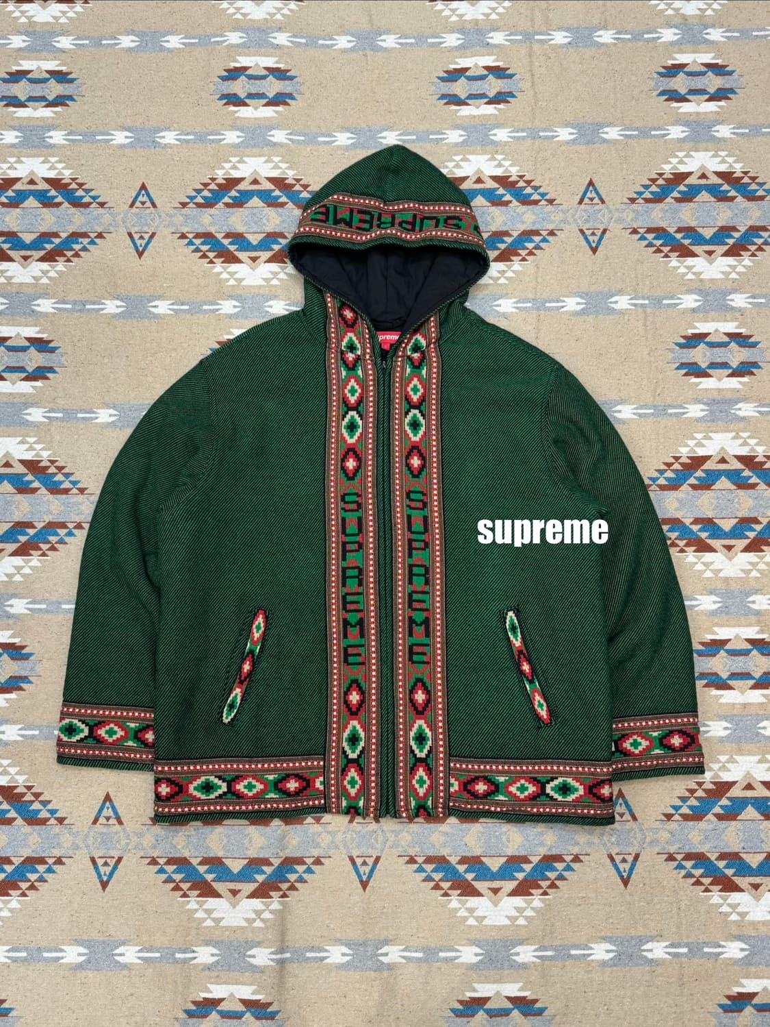 [L] 슈프림 우븐 후디드 자켓 그린   상품이미지1