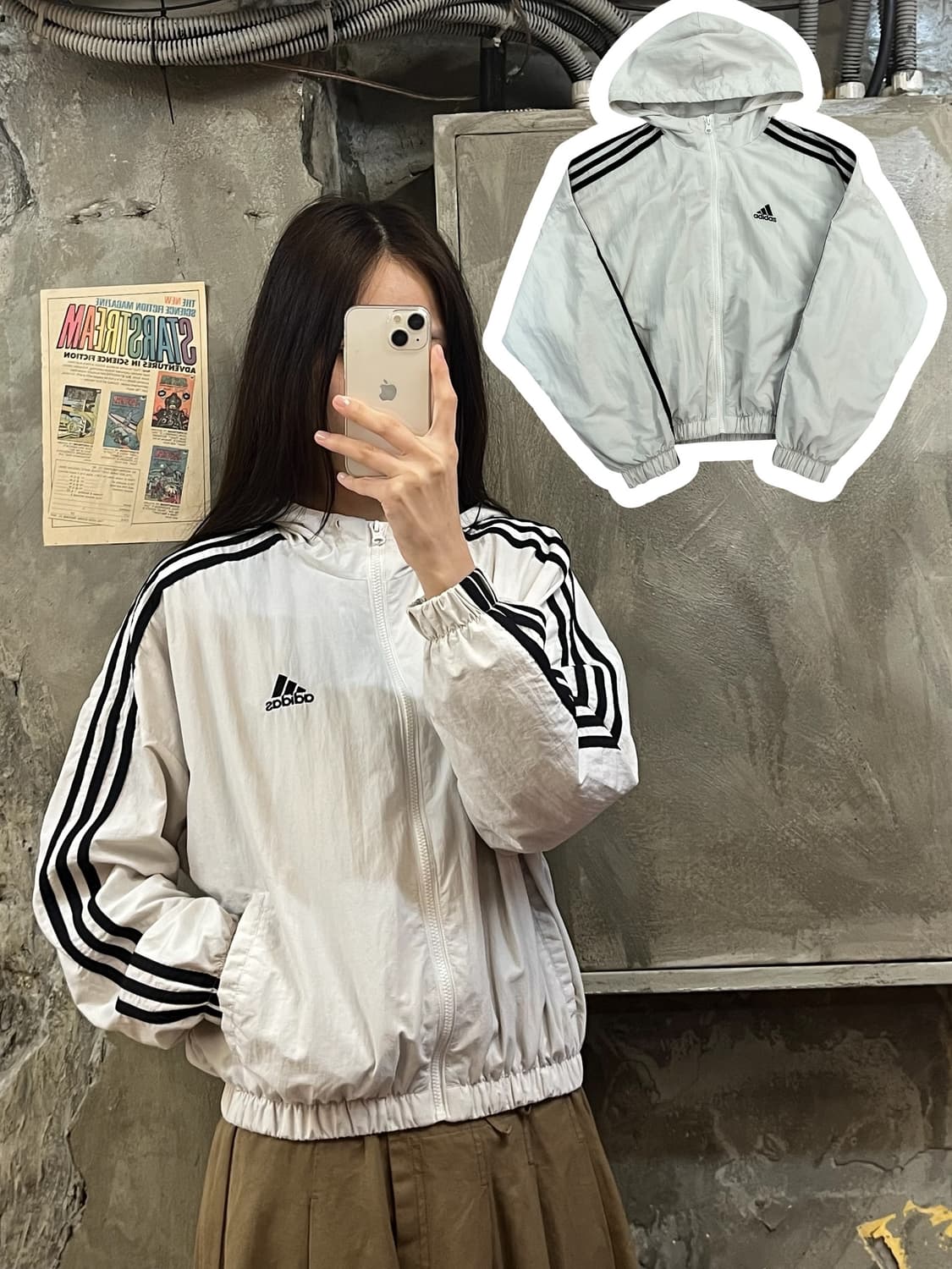 아디다스 후드 바람막이 화이트 S #csz470 상품이미지1