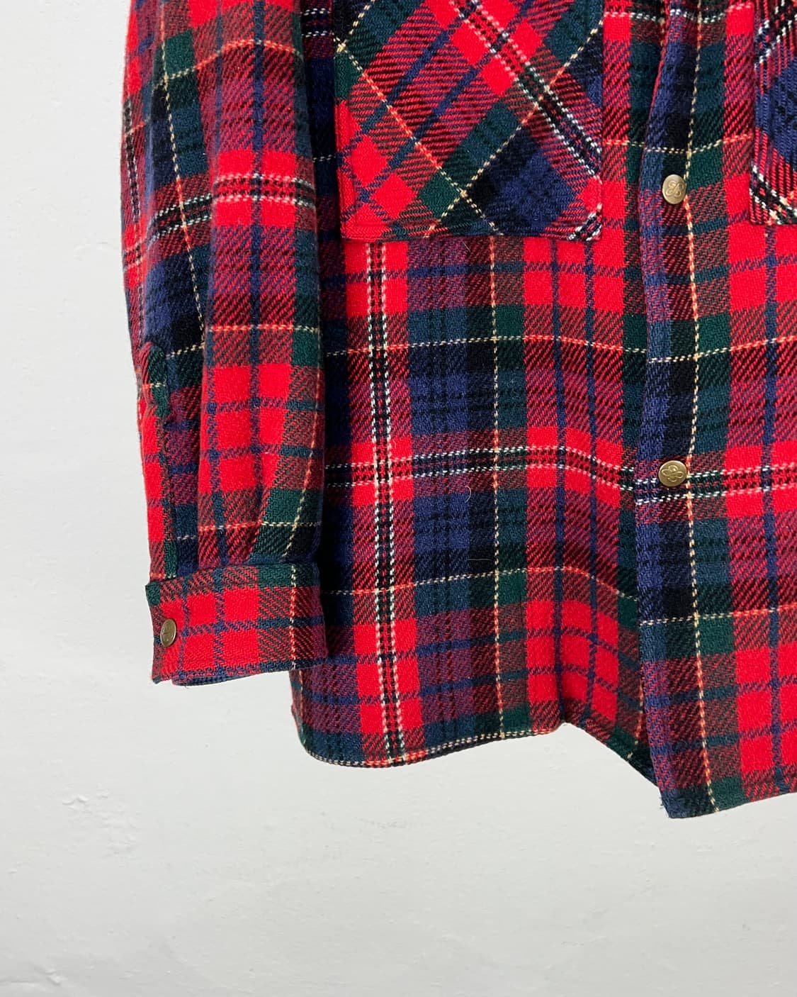 80s 에디바우어 타탄체크 가이드 울 투 포켓 셔츠 상품이미지4