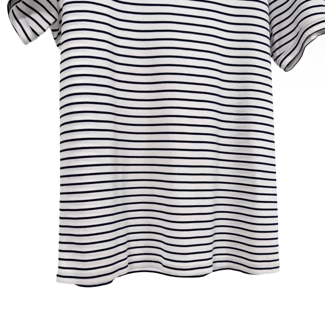 [XL] 프라다 여성 삼각로고 스트라이프 반팔 티셔츠 화이트 UJN824 상품이미지8