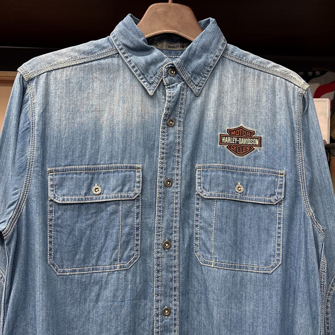 00s 할리데이비슨 플레임쉴드 엠브로이드 데님셔츠 N1053 상품이미지3