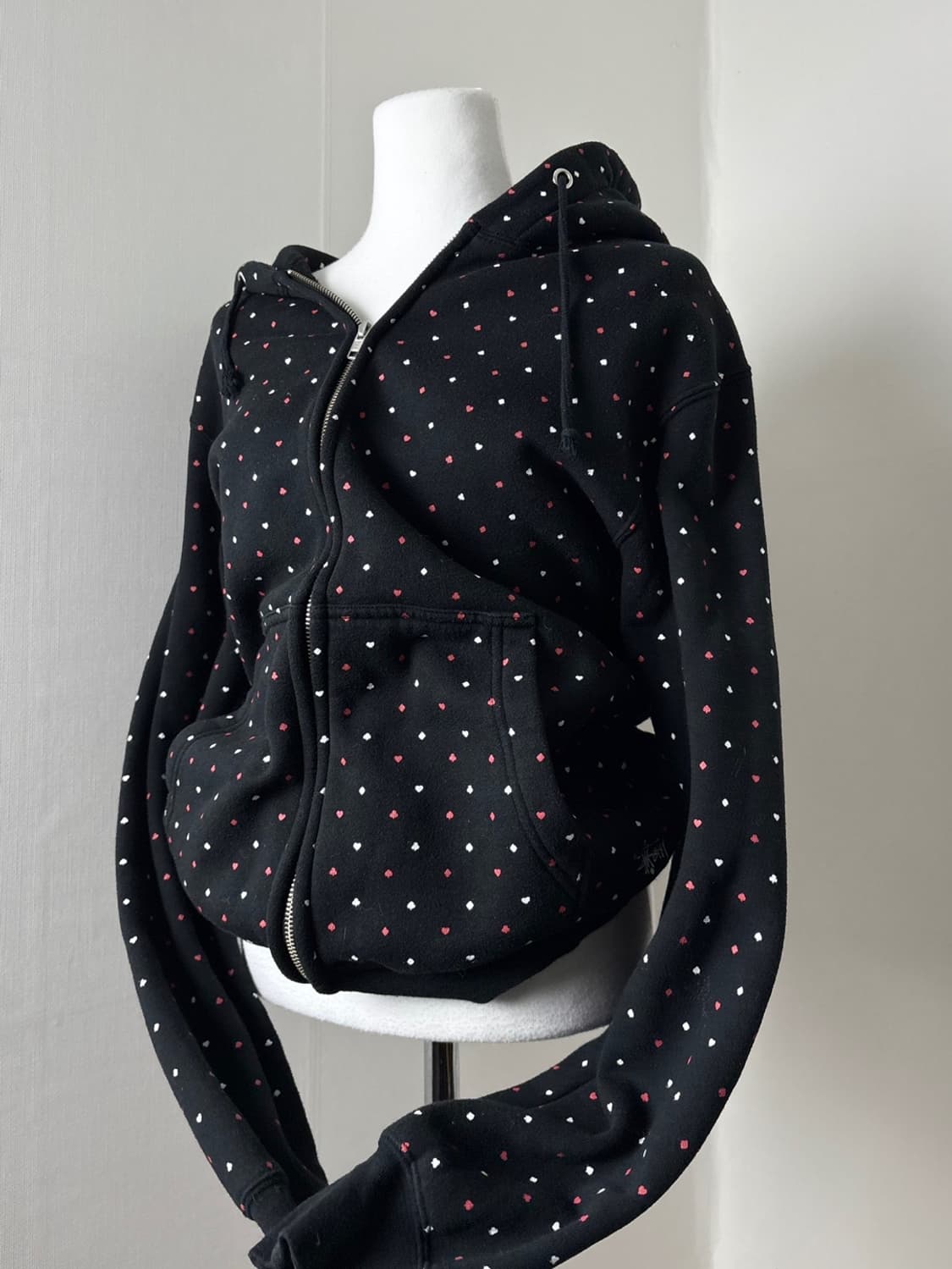 스투시 트럼프 패턴 블랙 후드집업 상품이미지1