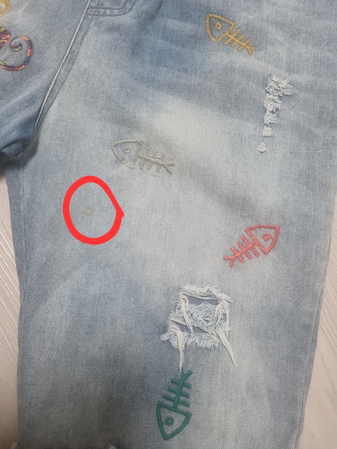 빈티지 자수 데님 연청 반바지 상품이미지6