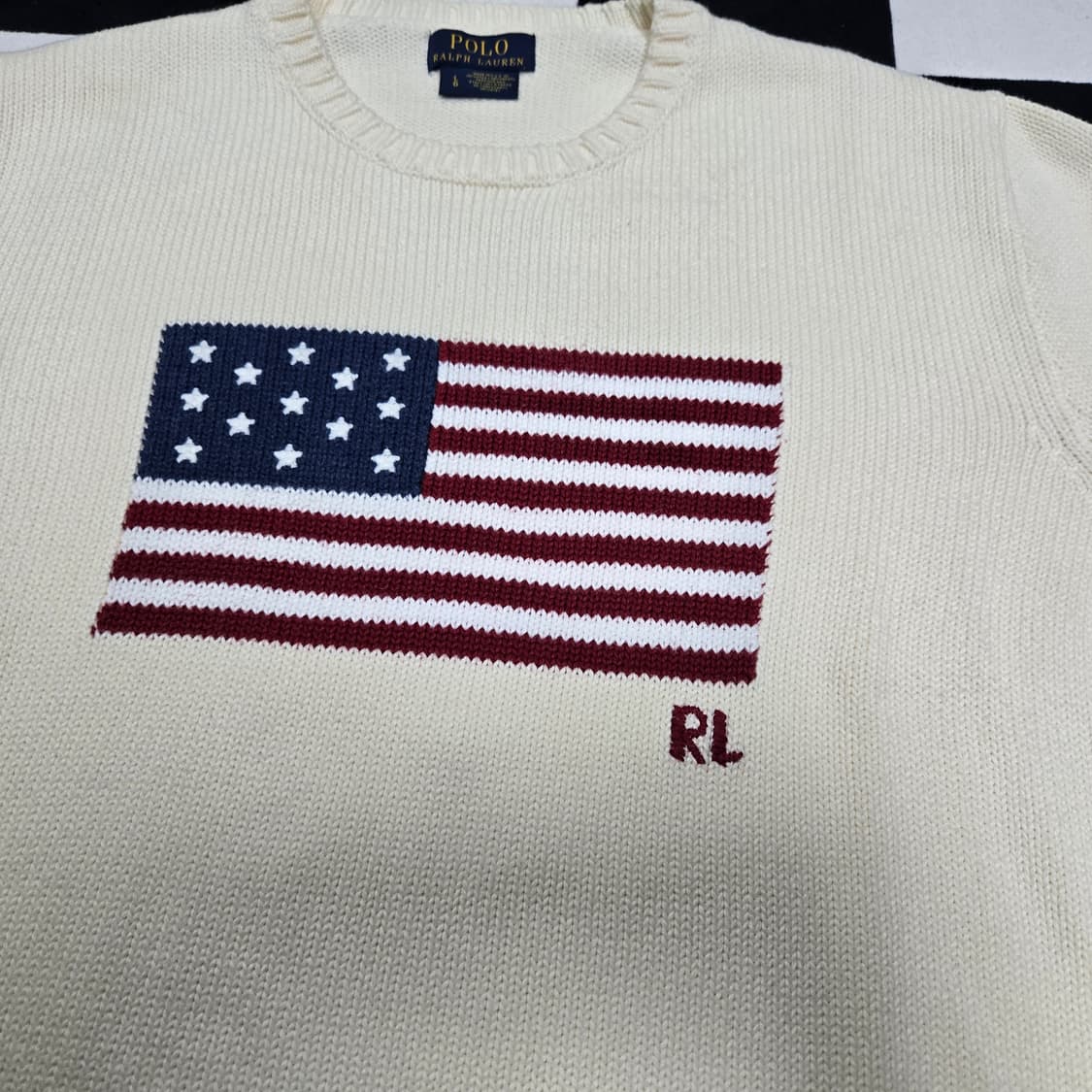 M 폴로랄프로렌 성조기니트 크림 made in usa 상품이미지2