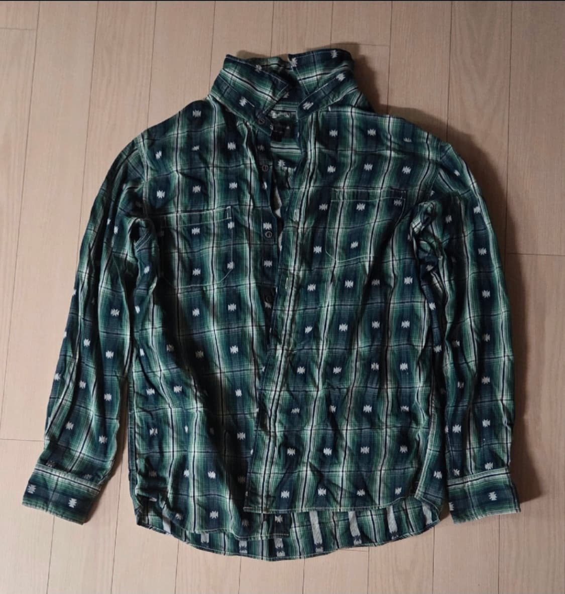 (택포)Power to the people 긴팔 그린 셔츠 L사이즈 상품이미지1