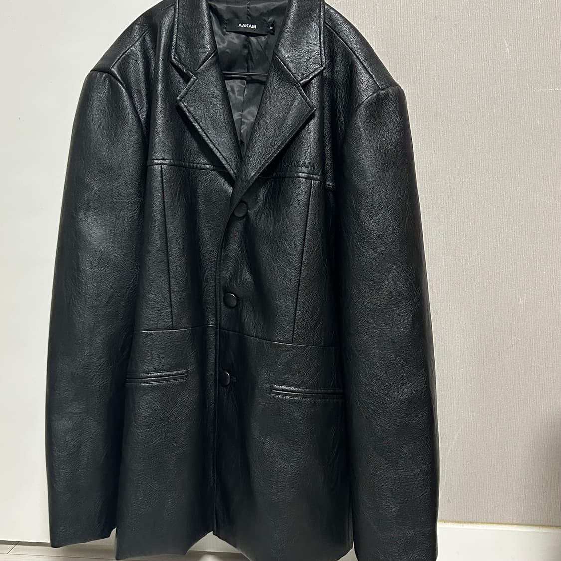 새상품 아캄 3 버튼 레더 블레이저 2사이즈 블랙 상품이미지1