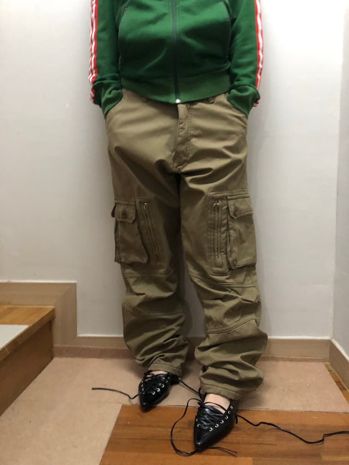 빈티지 베이지 코튼 카고 팬츠 상품이미지2