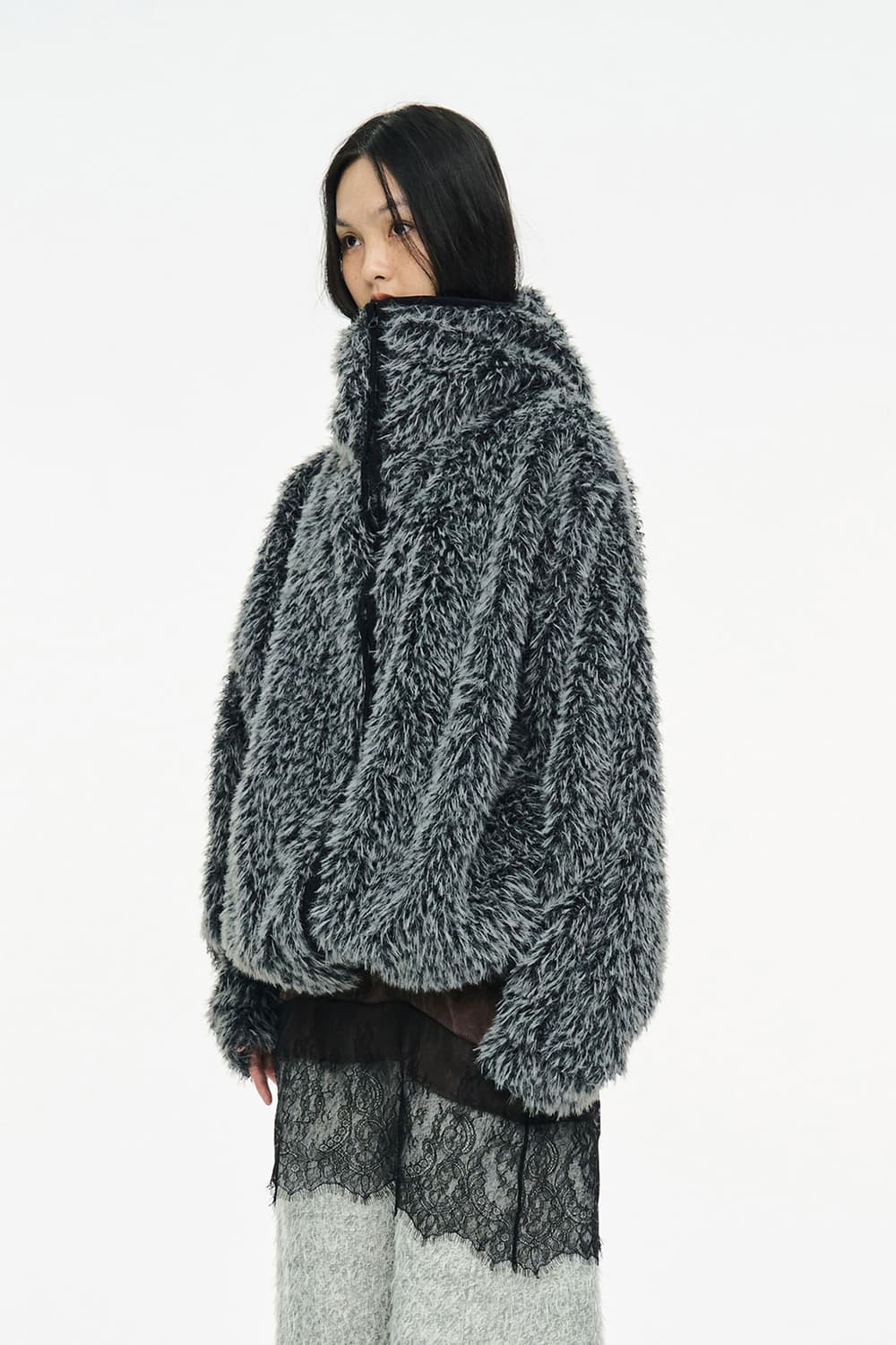 cerric 세릭 헤어리 바라클라바 집업 차콜 상품이미지1