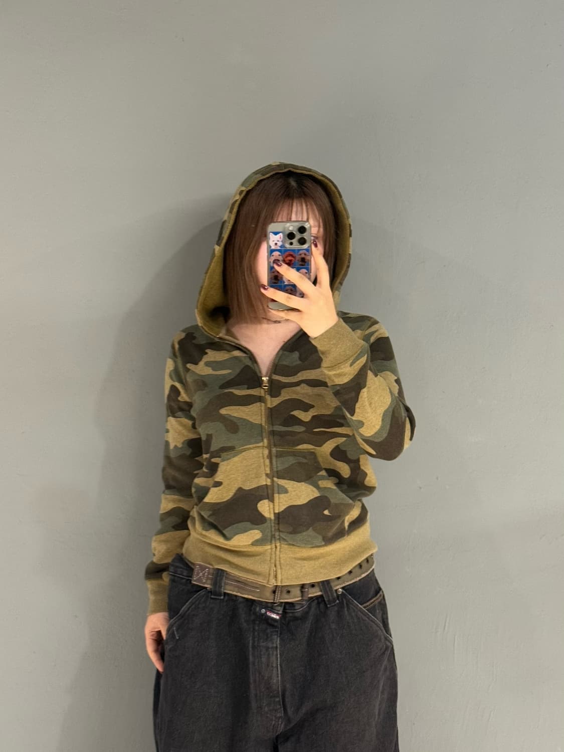 camo pattern hood zip-up 상품이미지2