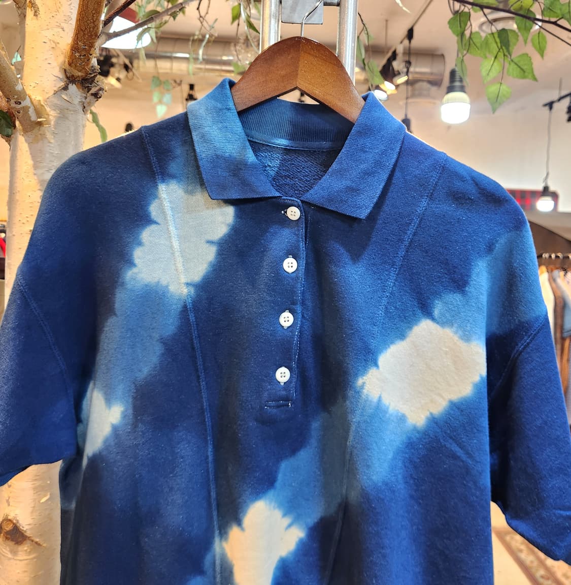 인디고  워싱 코튼 카라 반팔 상품이미지2