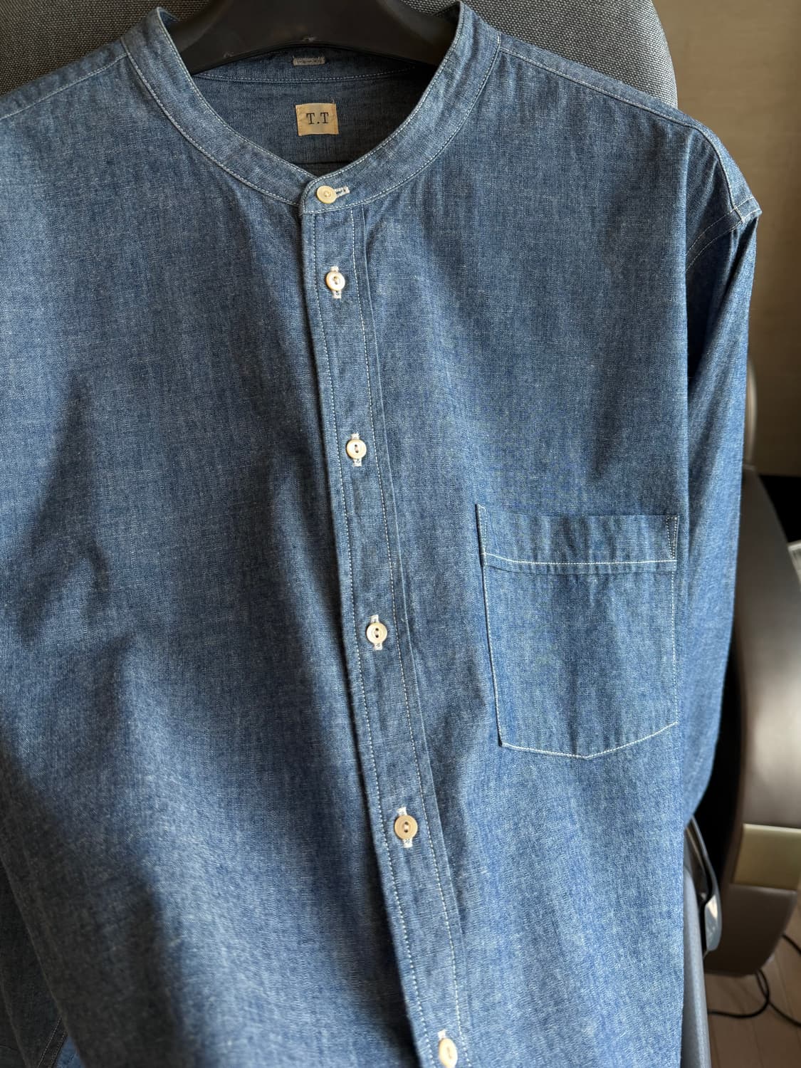 [15] 타이가 타카하시 lot.104 밴드 칼라 데님 셔츠 상품이미지3
