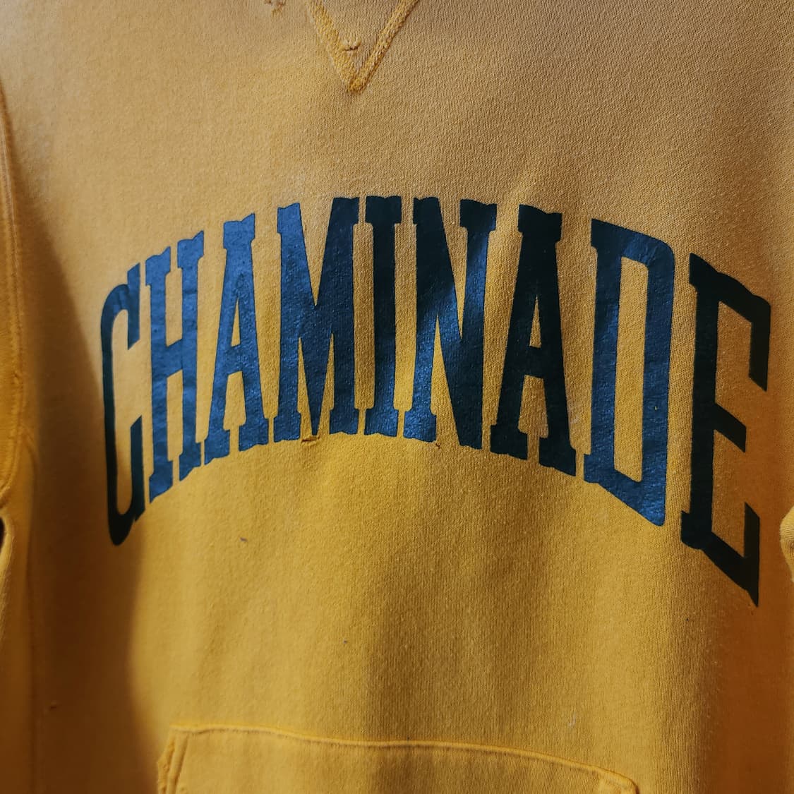 90s 러셀 후드 빈티지 스웻셔츠 썬페이딩 옐로우 프린팅 s 상품이미지6