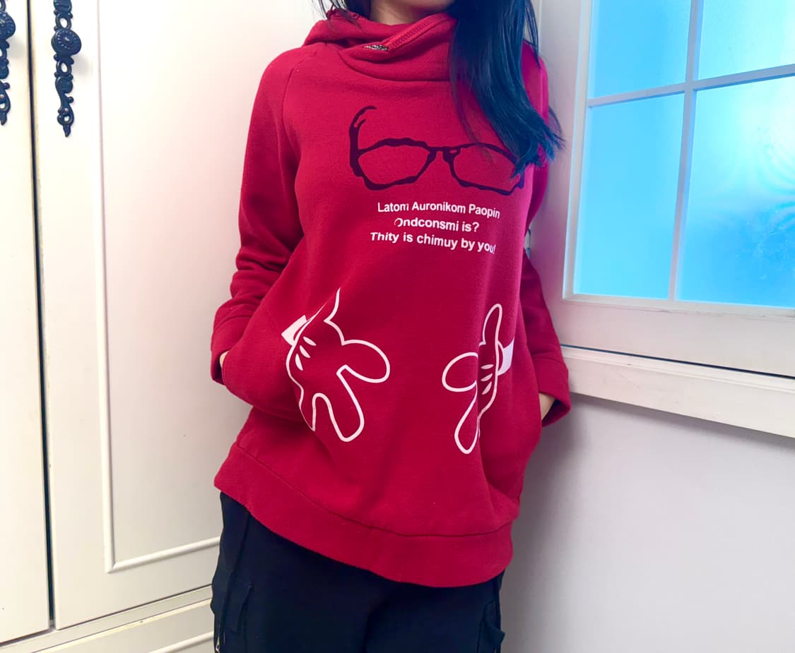 빈티지 레드 레터링 후드티 상품이미지2