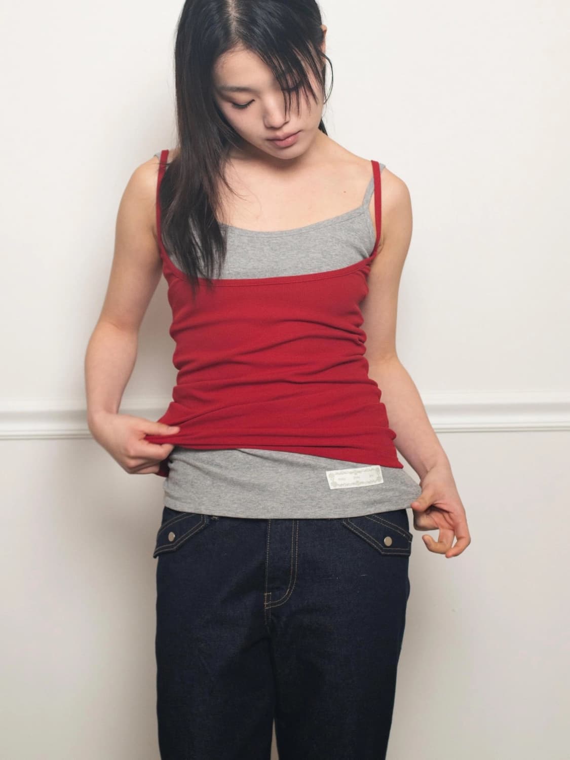 온스카 슬리브리스 그레이, 레드 상품이미지2