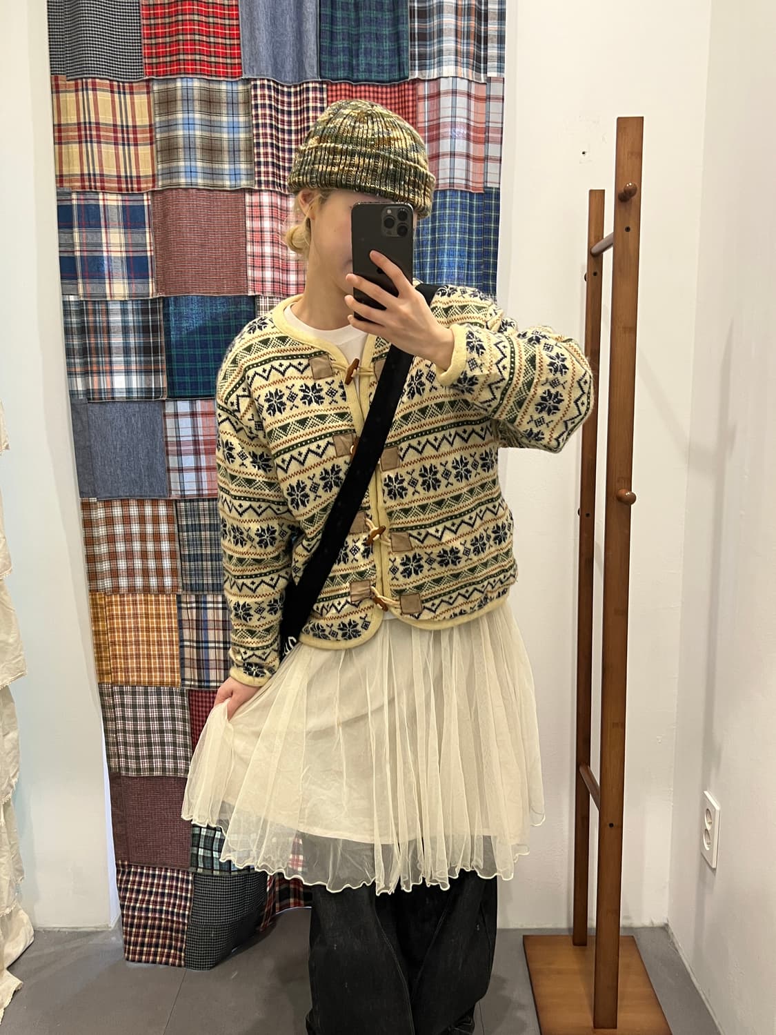 크림 빈티지 뽀글이 더플 자켓 상품이미지1