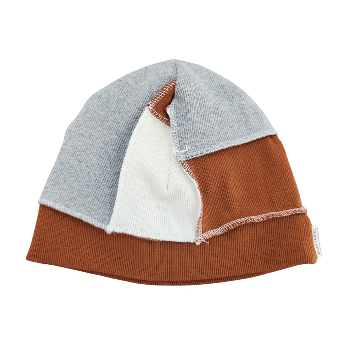 패치워크 오버로크 스티치 비니 - brown mix 상품이미지1