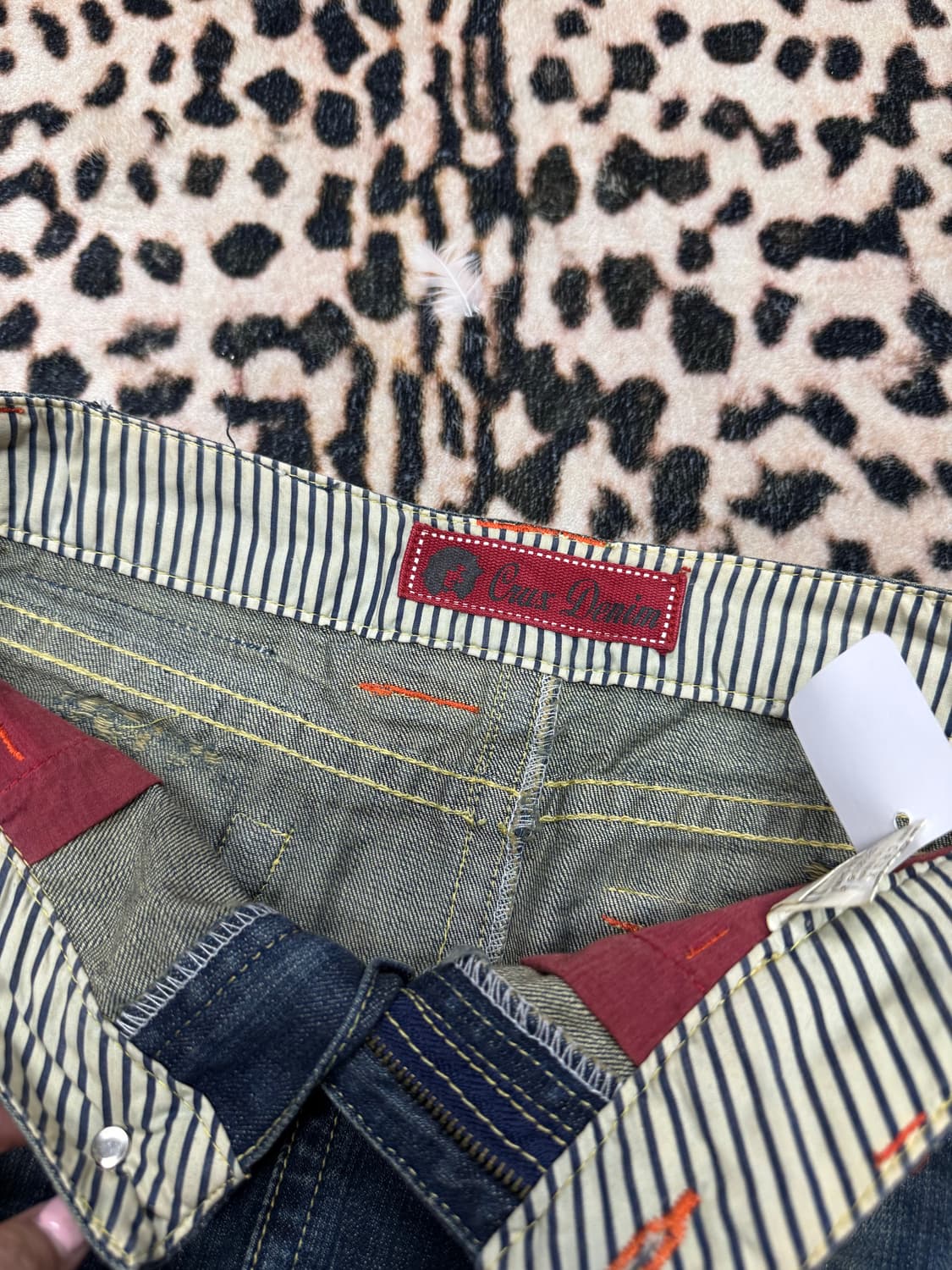 Y2K 스티치 펑크워싱 스터드 유니언잭 데님스커트  상품이미지5