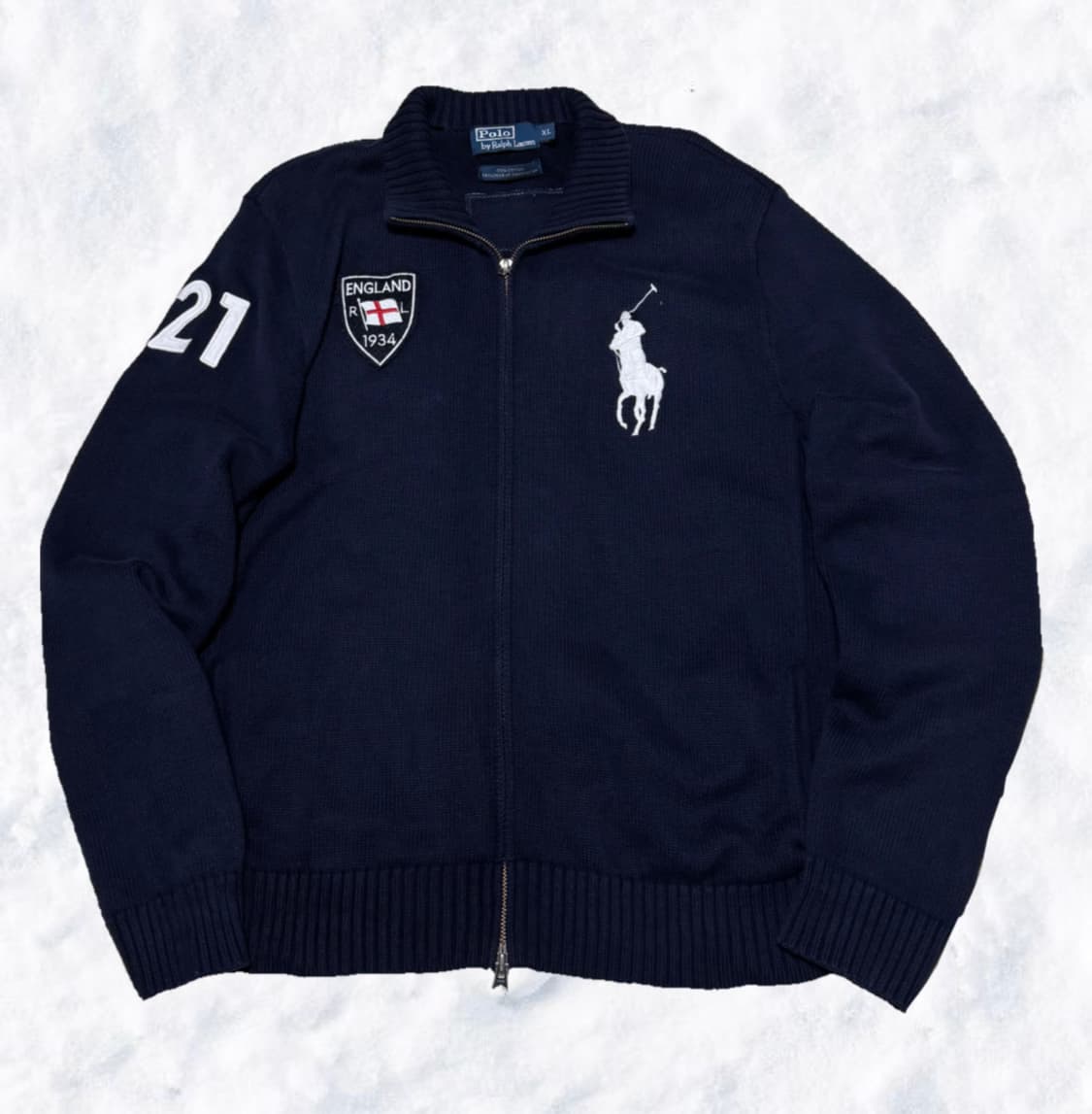폴로 랄프로렌 빅포니 잉글랜드 네이비 투웨이 니트 집업 상품이미지1