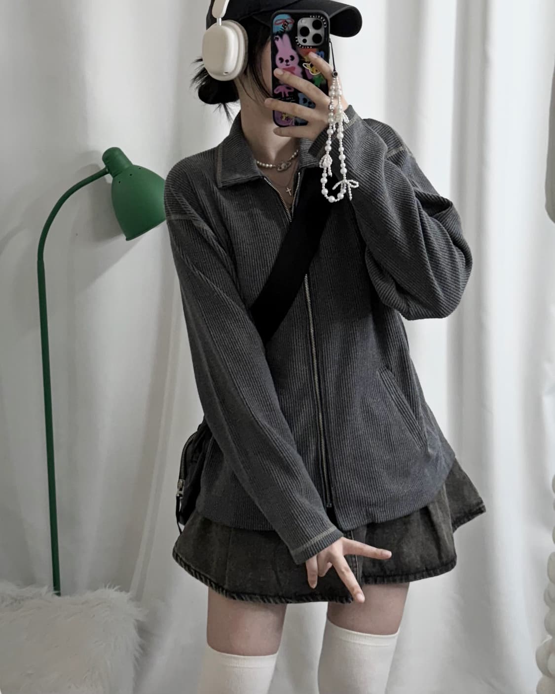 그레이 오버핏 카라 집업 자켓 상품이미지2
