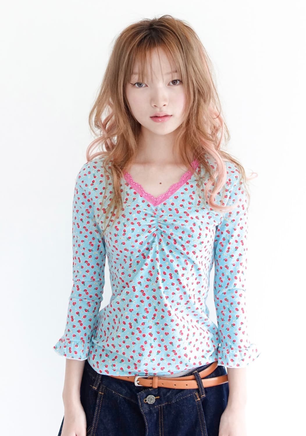 little strawberry lace top (mint) 상품이미지1