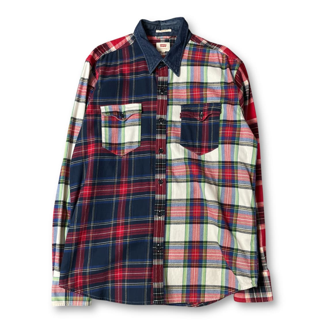 리바이스 블루 레드 멀티배색 투포켓 체크 긴팔 셔츠 M  상품이미지1