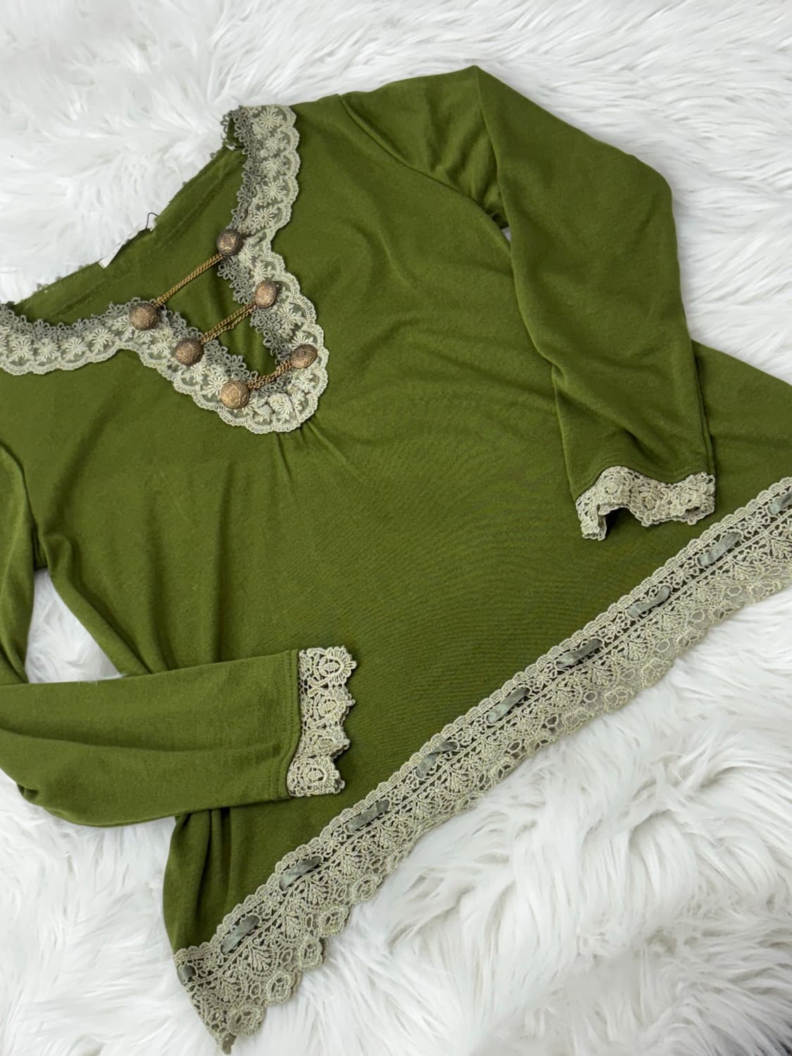 axes femme lace button long-sleeve 상품이미지3