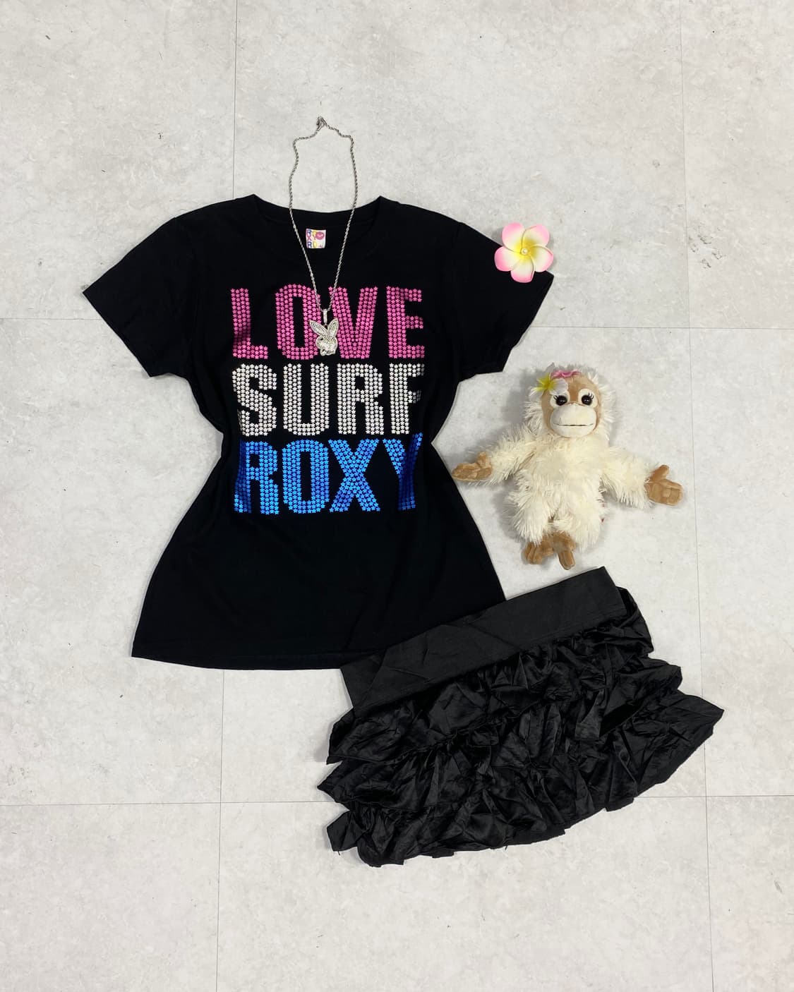 ROXY Hawaii Gyaru punk Glitter T-Shirt 상품이미지3