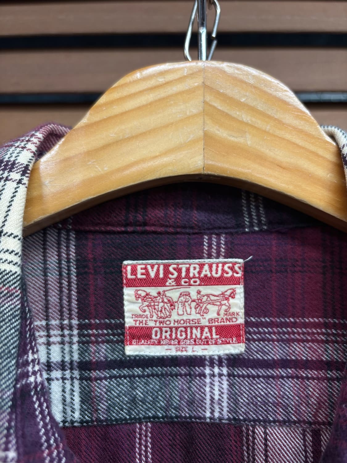 Levis 00s 리바이스 버건디 타탄 체크 플란넬 셔츠 상품이미지5