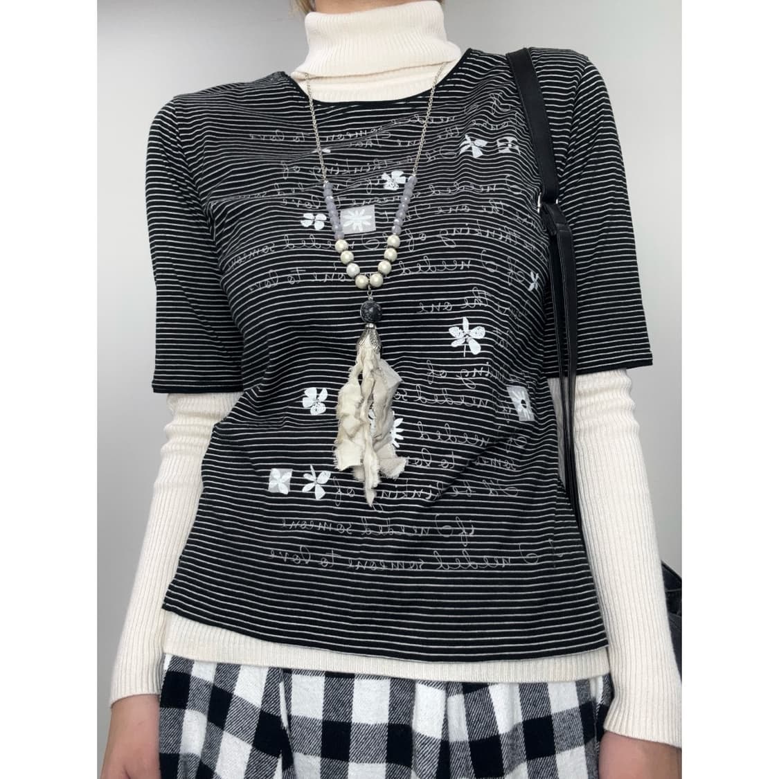 빈티지 블랙 모리걸 스트라이프 반팔 티셔츠 상품이미지1