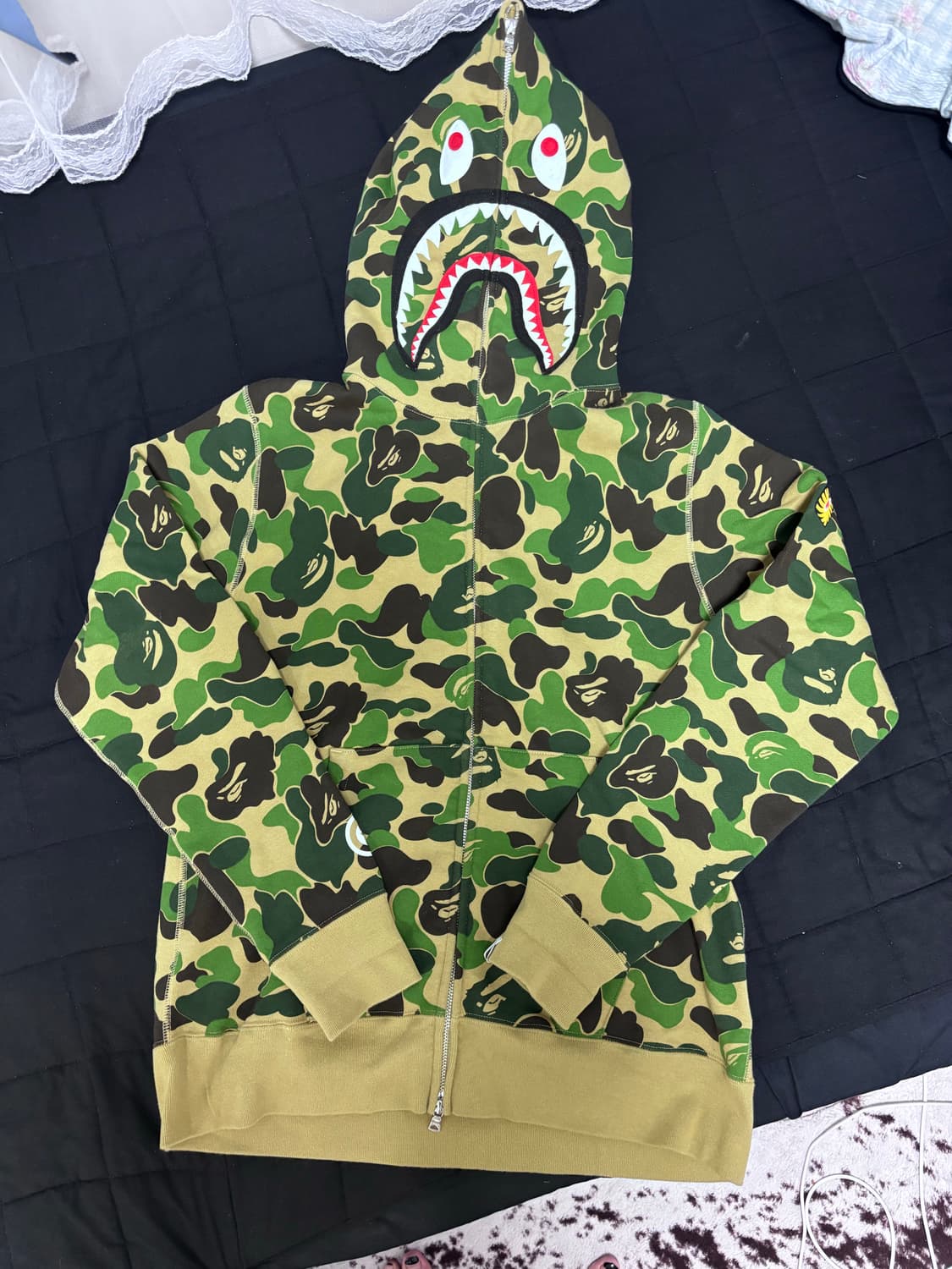 베이프 PONR ABC 카모 샤크 풀 집 후드집업 아미 그린 녹계 L 상품이미지3
