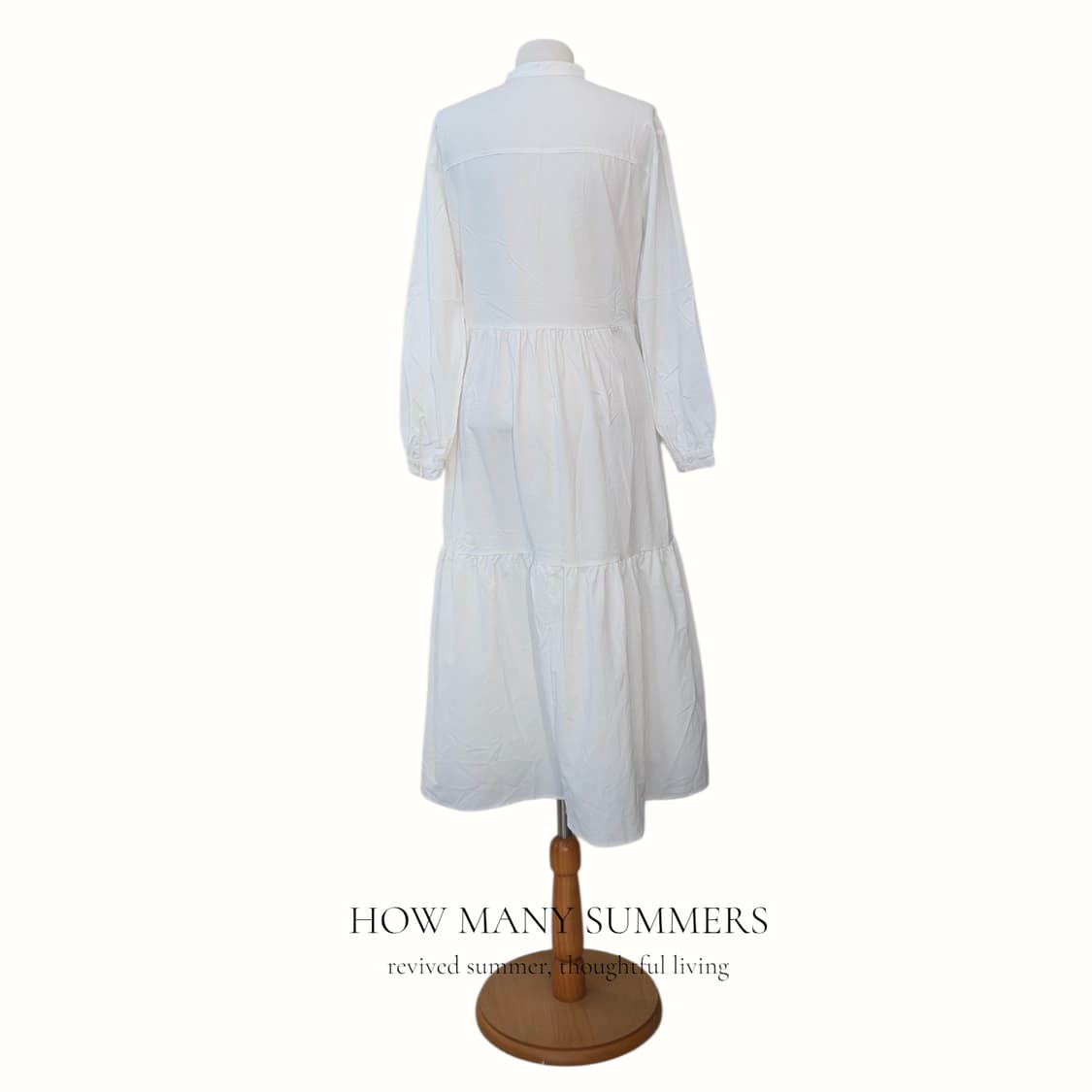 GU 화이트 셔츠 롱 원피스 S 캉캉 밴드카라 긴팔 상품이미지3