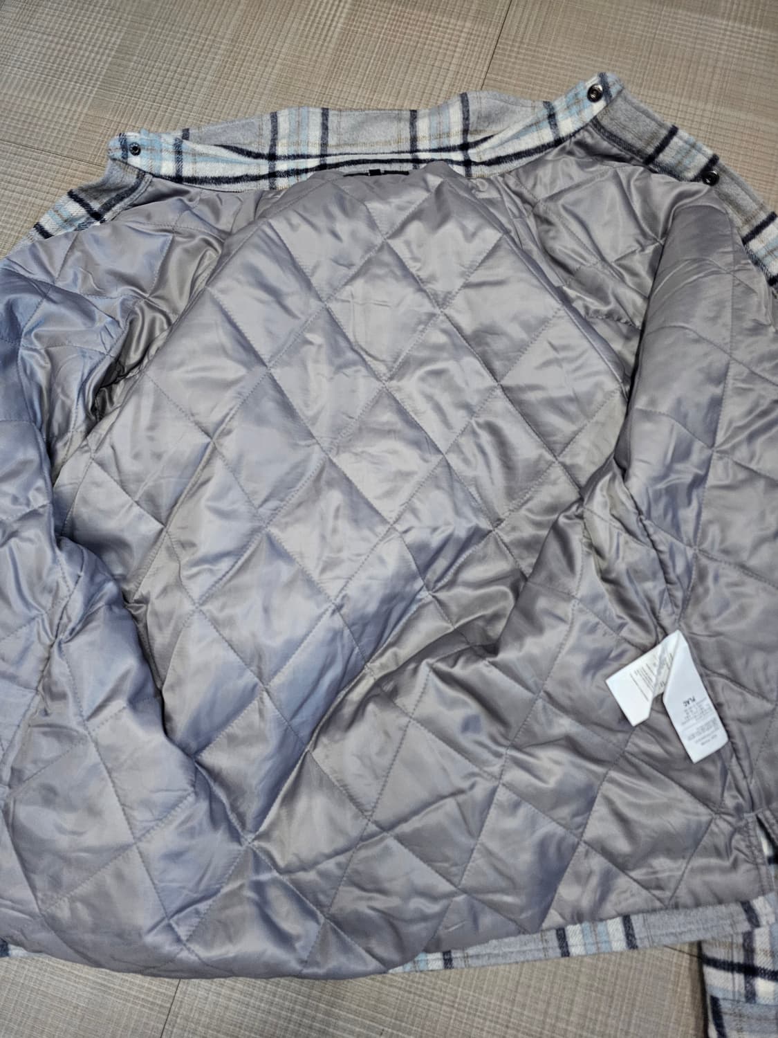 플랙 PLAC 퀄팅 누빔 패딩 체크셔츠 자켓 그레이 상품이미지6