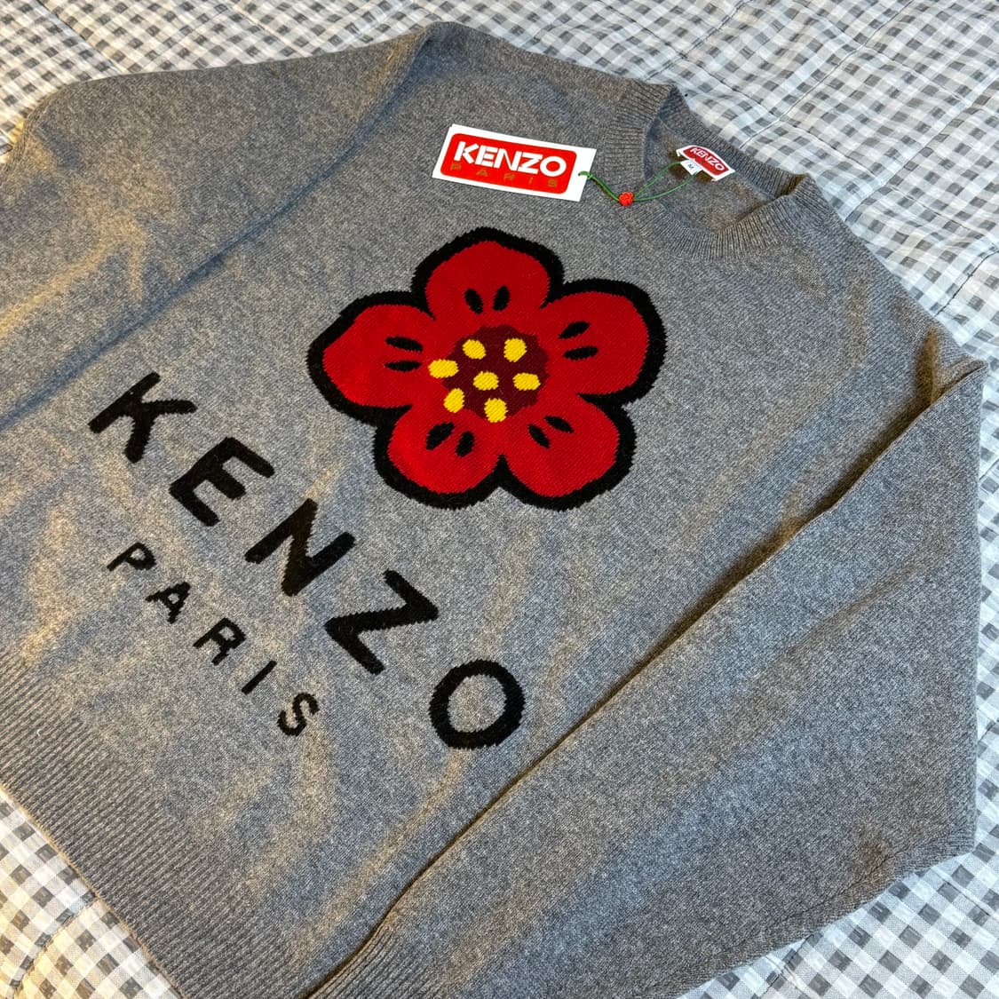 (M) Kenzo 겐조 보케 플라워 울 니트 그레이 상품이미지4