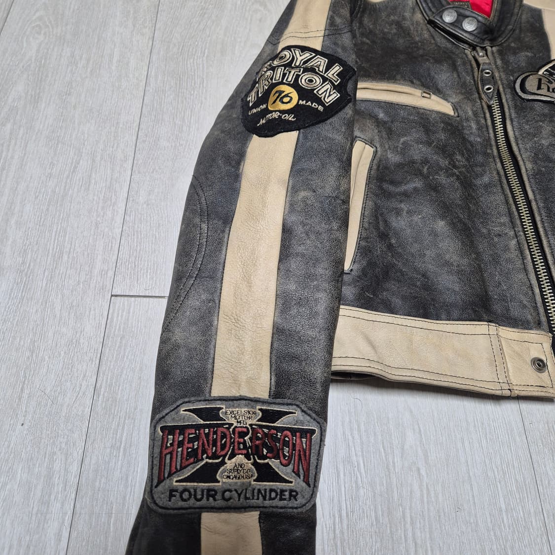 90s DOG FIGHT 레더 자켓 (L) 상품이미지3