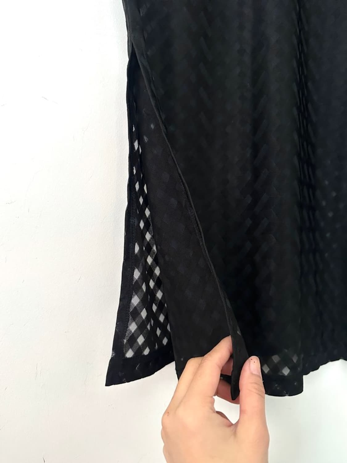 Grid pattern see - through top / black 상품이미지4