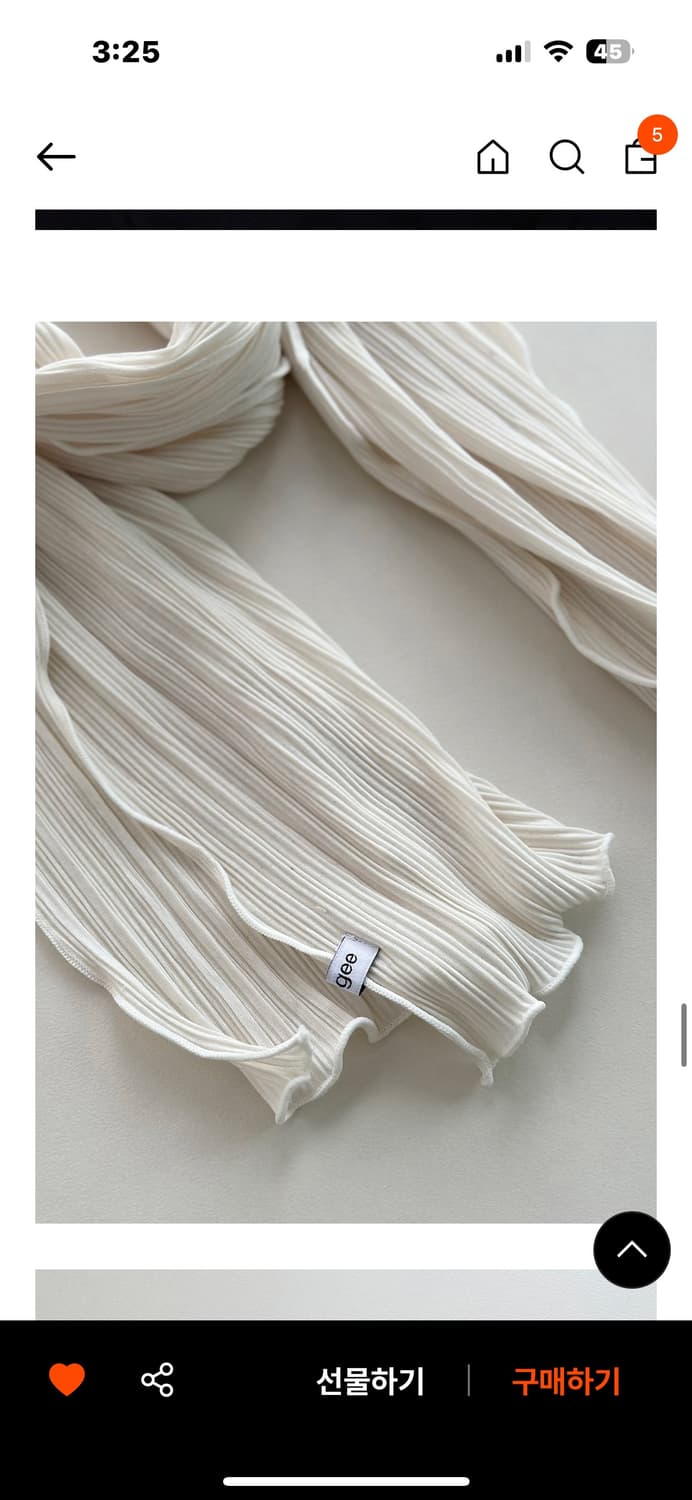 (새상품) 지지 geegee 플리츠 롱 스카프 아이보리 상품이미지6
