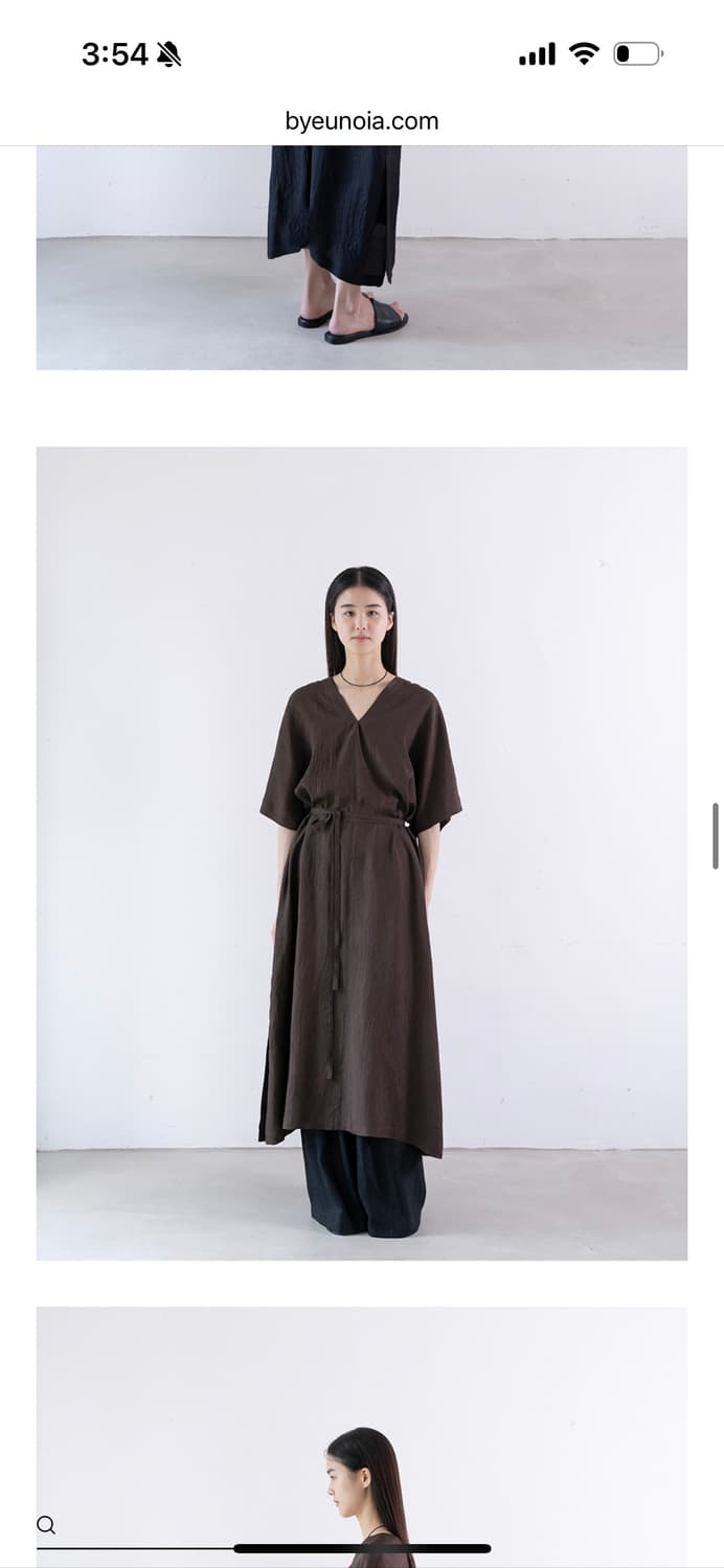 유노이아 Back V Neck Dress 브라운 상품이미지7