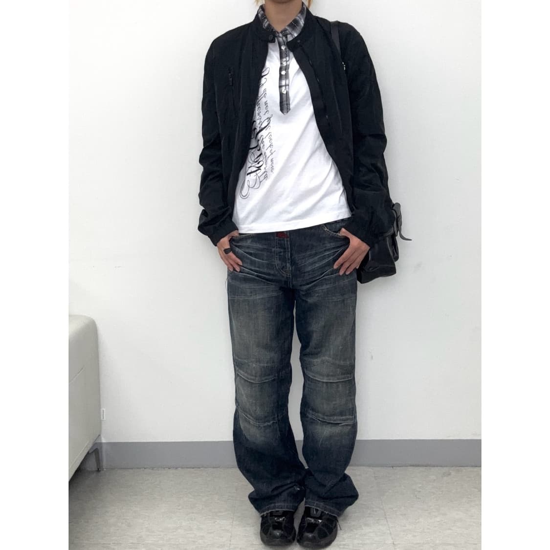 빈티지 블랙 봄버 자켓 상품이미지3