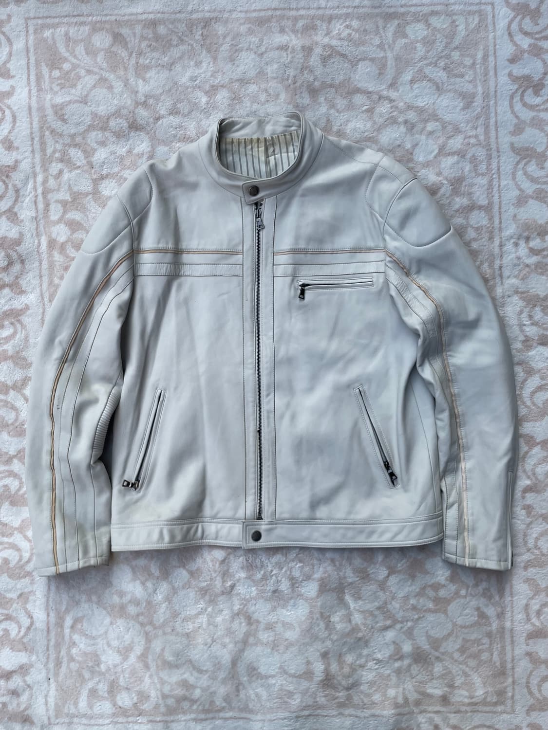 빈티지 켄네스콜 화이트 라이더 가죽 자켓 상품이미지3