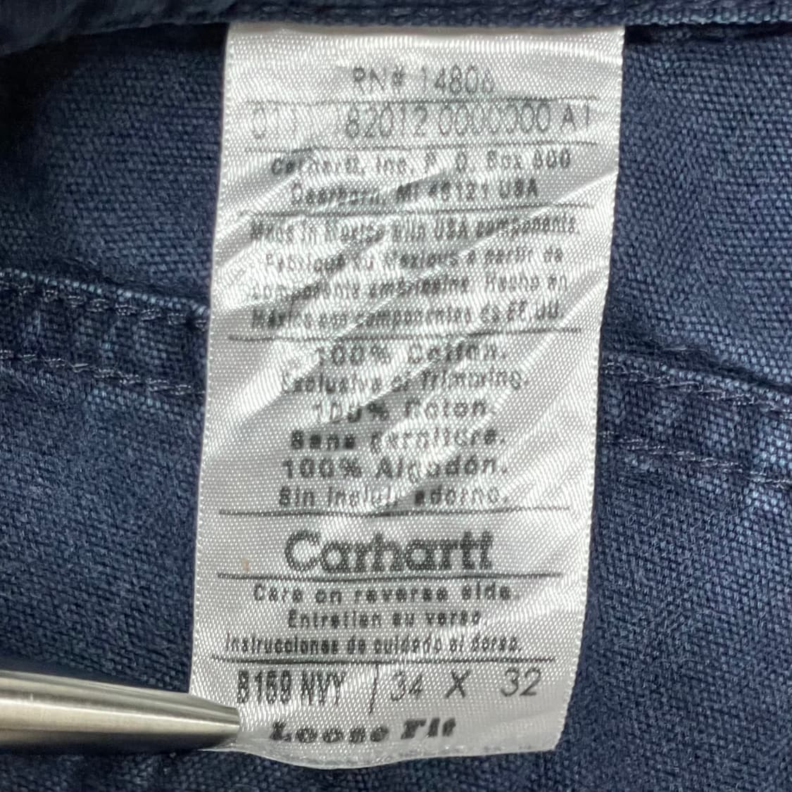 칼하트 싱글니 카펜터 디스 워크팬츠 네이비 nvy 34 상품이미지5