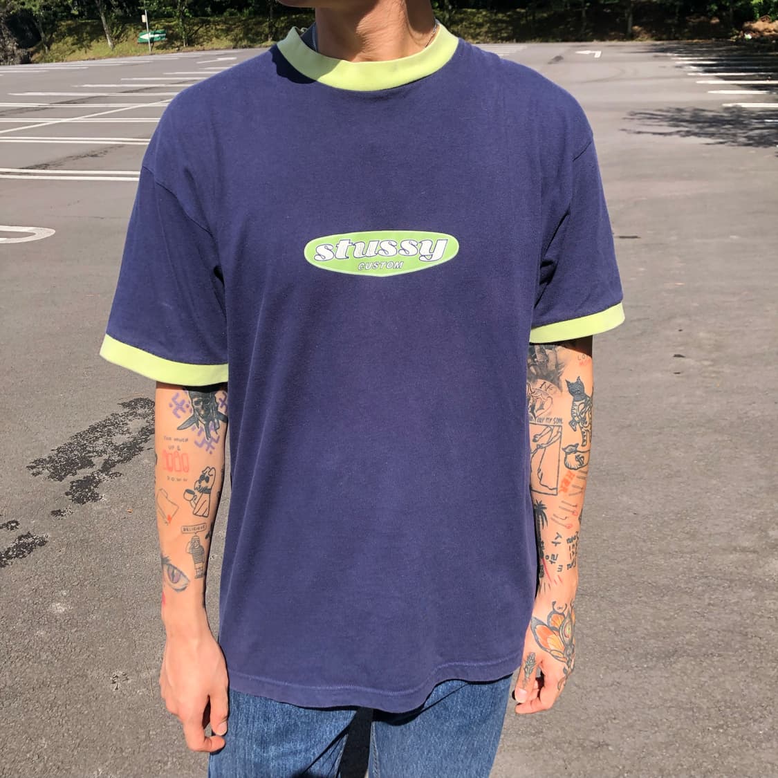 00’s STUSSY ringer T-shirts Navy 상품이미지1